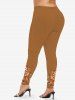 Plus Size Christmas Hat Galaxy Gingerbread Candy Ball Print Leggings -  
