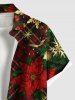 Chemise à Carreaux avec Boutons Motif Feuilles Fleurs Boules et Flocons de Neige Brillantes Grande-Taille pour Hommes - Noir L