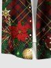 Chemise à Carreaux avec Boutons Motif Feuilles Fleurs Boules et Flocons de Neige Brillantes Grande-Taille pour Hommes - Noir 2XL