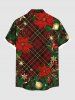 Chemise à Carreaux avec Boutons Motif Feuilles Fleurs Boules et Flocons de Neige Brillantes Grande-Taille pour Hommes - Noir 4XL