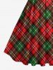 Plus Size Christmas Plaid Print 1950s Vintage Dress -  