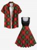 Plus Size Christmas Plaid Print 1950s Vintage Dress -  