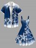 Robe Débardeur Déchiré Sapin de Noël Etoile Imprimé en Blocs de Couleurs de Grande Taille - Bleu S