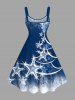 Plus Size Christmas Tree Star Distressed Colorblock Print Tank Dress -  