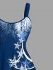 Plus Size Christmas Tree Star Distressed Colorblock Print Tank Dress -  