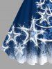 Plus Size Christmas Tree Star Distressed Colorblock Print Tank Dress -  