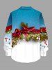 Chemisier à Manches Longues en Blocs de Couleurs avec Boutons et Poche Imprimé Sapin de Noël Grande Taille pour Hommes - Multi-A 6XL