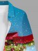 Chemisier à Manches Longues en Blocs de Couleurs avec Boutons et Poche Imprimé Sapin de Noël Grande Taille pour Hommes - Multi-A 7XL