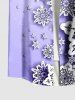 Chemise Boutonnée Imprimé Flocon de Neige de Noël avec Poche Grande Taille pour Homme - Pourpre  XL