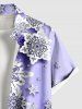 Plus Size Christmas Snowflake Print Buttons Pocket Shirt For Men -  