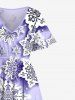 Plus Size Christmas Snowflake Print Split Midi Dress -  