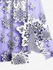 Plus Size Christmas Snowflake Print Split Midi Dress -  