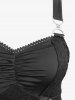 Gothic Plus Size Floral Lace Panel Lace-up Ruched Layered Handkerchief Dress -  