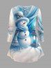 T-shirt Tressé Imprimé Bonhomme de Neige et Flocon de Neige de Noël Grande Taille - Multi-A 6X