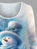 T-shirt Tressé Imprimé Bonhomme de Neige et Flocon de Neige de Noël Grande Taille - Multi-A 6X