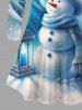 T-shirt Tressé Imprimé Bonhomme de Neige et Flocon de Neige de Noël Grande Taille - Multi-A 6X