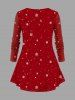 Plus Size Christmas Tree Snowflake Snowman Gift Box Print T-shirt -  