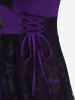 Plus Size Lace-up Cross High Low Skulls Mesh Rivet Lace Trim Asymmetrical Gothic Tank Dress -  