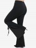 Gothic Lace Up Two Tone Godet Hem Pull On Flare Pants -  