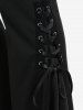 Gothic Lace Up Two Tone Godet Hem Pull On Flare Pants -  