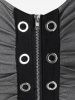Lace Up Grommets Full Zipper Gothic Tank Top -  