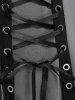 Lace Up Grommets Full Zipper Gothic Tank Top -  