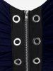 Lace Up Grommets Full Zipper Gothic Tank Top -  
