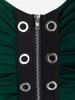 Lace Up Grommets Full Zipper Gothic Tank Top -  
