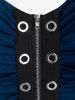 Lace Up Grommets Full Zipper Gothic Tank Top -  