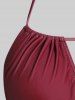 3D Figure Butterfly Print Halter Ruched Tankini Sswimsuit -  
