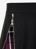 Plus Size Plaid Zipper Mini A Line Skirt -  