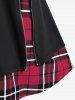 Plus Size Plaid Zipper Mini A Line Skirt -  