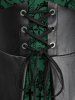 Robe Débardeur Gothique Panneau en Dentelle à Lacets Grande Taille en Cuir PU - Vert profond 4X | US 26-28