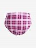 Plus Size Ruffles Flounce Padded Plaid Three Piece Skirt Tankini Swimsuit -  
