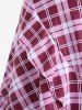 Plus Size Ruffles Flounce Padded Plaid Three Piece Skirt Tankini Swimsuit -  