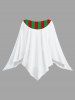 Plus Size Christmas Snowman Face Striped Scarf Print Cape Cloak -  