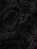 Plus Size Lace Trim Grommets Lace-up PU Leather Patchwork Floral Flocking 2 In 1 Gothic Tank Dress -  
