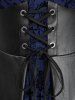 Plus Size Lace Trim Grommets Lace-up PU Leather Patchwork Floral Flocking 2 In 1 Gothic Tank Dress -  