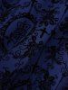 Plus Size Lace Trim Grommets Lace-up PU Leather Patchwork Floral Flocking 2 In 1 Gothic Tank Dress -  