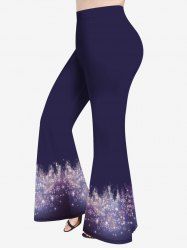 Plus Size Christmas Snowflake Glitter 3D Print Flare Pants -  