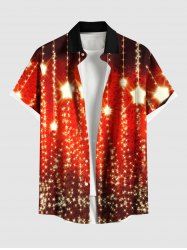 Chemise 3D Etoile Lumière et Frange Imprimées de Grande Taille avec Boutons à Paillettes pour Homme - Rouge 4XL