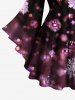 Christmas Snowflake Ombre Bubble Print Lattice Long Sleeves T-shirt and Flare Pants Plus Size Matching Set -  