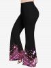 Christmas Snowflake Ombre Bubble Print Lattice Long Sleeves T-shirt and Flare Pants Plus Size Matching Set -  