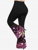 Christmas Snowflake Ombre Bubble Print Lattice Long Sleeves T-shirt and Flare Pants Plus Size Matching Set -  