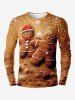 Tenue Adorable à Imprimé Flocons de Neige et Pain D'Épice pour Noël Grande-Taille - café 