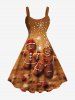 Tenue Adorable à Imprimé Flocons de Neige et Pain D'Épice pour Noël Grande-Taille - café 