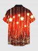 Chemise 3D Etoile Lumière et Frange Imprimées de Grande Taille avec Boutons à Paillettes pour Homme - Rouge 4XL