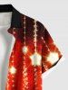 Chemise 3D Etoile Lumière et Frange Imprimées de Grande Taille avec Boutons à Paillettes pour Homme - Rouge 4XL