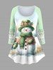 Christmas Tree Ball Snowman Snowflake Zig Zag Geometric Floral Print Plus Size Matching Set -  