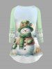 Christmas Tree Ball Snowman Snowflake Zig Zag Geometric Floral Print Plus Size Matching Set -  